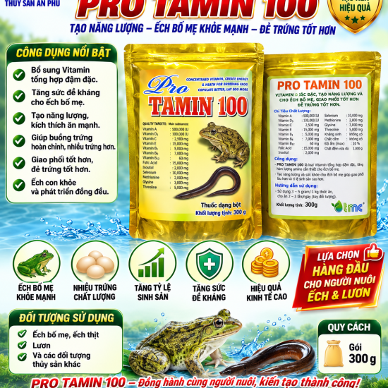 PRO TAMIN 100 – VITAMIN TỔNG HỢP CAO CẤP CHO ẾCH BỐ MẸ