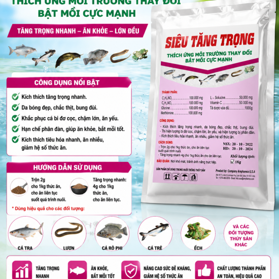 SIÊU TĂNG TRỌNG – BẮT MỒI MẠNH, LỚN NHANH, GIẢM HỆ SỐ THỨC ĂN