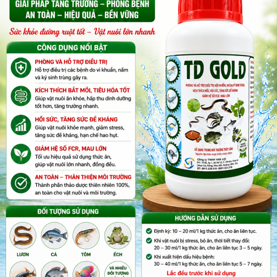 TD GOLD – CHẾ PHẨM SINH HỌC THẢO DƯỢC CHO THỦY SẢN