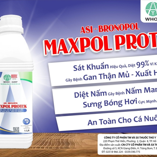 Asi - Bronopol maxpol protek chai 100ml- Đặc trị xuất huyết, lở loét