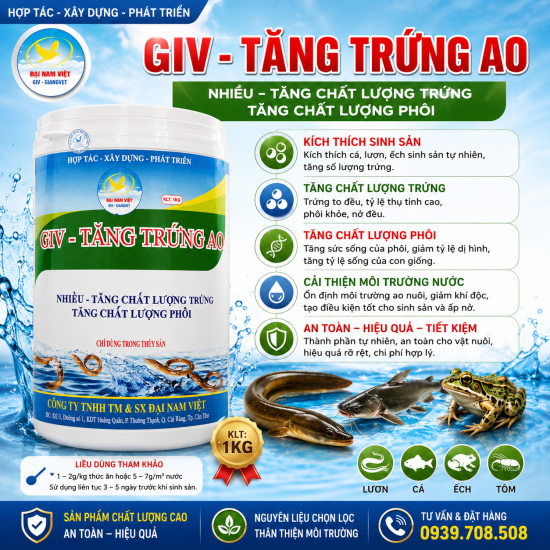 Kích thích lươn đẻ nhiều, tăng chất lượng trứng, tăng chất lượng phôi