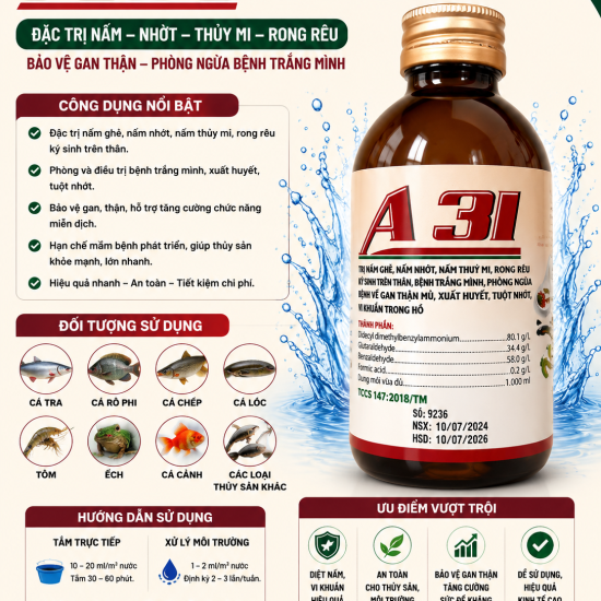 A31 - Phòng và trị bệnh lở loét, đỏ mình cho lươn