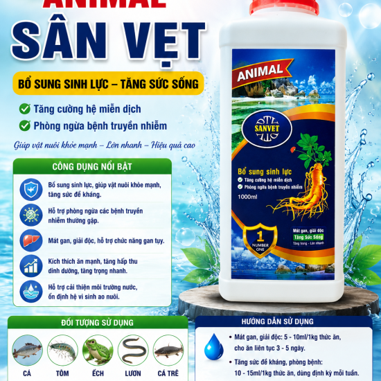 ANIMAL SANVET – BỔ SUNG SINH LỰC, TĂNG SỨC ĐỀ KHÁNG CHO THỦY SẢN