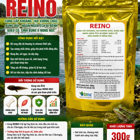 REINO – BỔ SUNG KHOÁNG, TẠO XƯƠNG CHẮC, BUNG ĐÙI CHO ẾCH