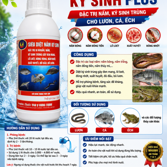 SIÊU DIỆT NẤM KÝ SINH PLUS – GIẢI PHÁP TOÀN DIỆN CHO LƯƠN, CÁ, ẾCH