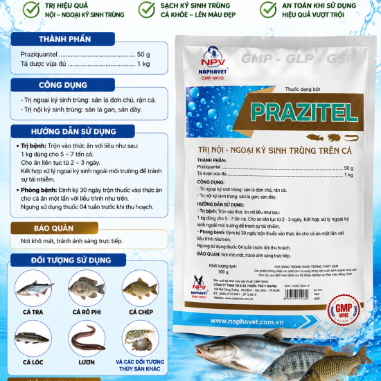 PRAZITEL – GIẢI PHÁP ĐẶC TRỊ NỘI & NGOẠI KÝ SINH TRÙNG TRÊN CÁ