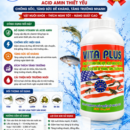 VITA PLUS – Vitamin tổng hợp & Acid amin thiết yếu cho thủy sản