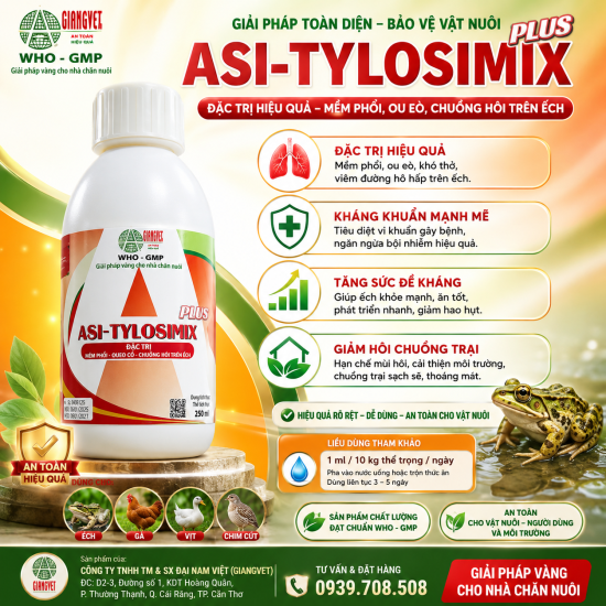 Tylosimix - Đặc trị quẹo cổ, chướng hơi trên ếch