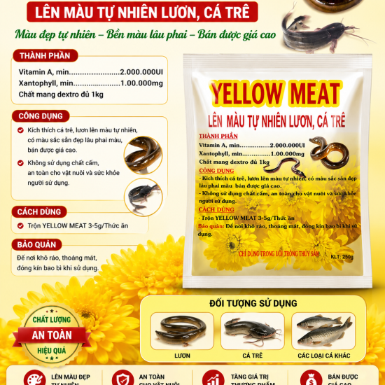 YELLOW MEAT - Tạo vàng cho lươn - Vàng từ trong thịt gói 500g